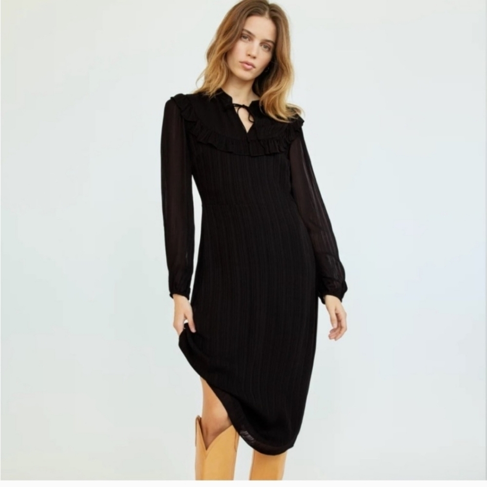 Aritzia Wilfred MIA Black Midi Dress Size 0